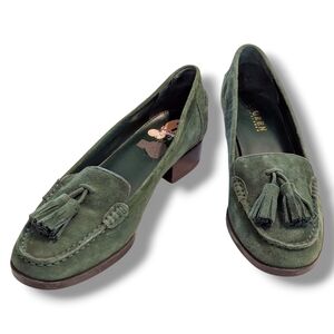 Lauren Ralph Lauren Women's Vintage Green Suede Tassel Loafers, Size 7